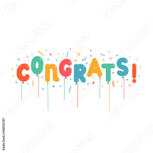 Multicolored lettering with the word congrats.