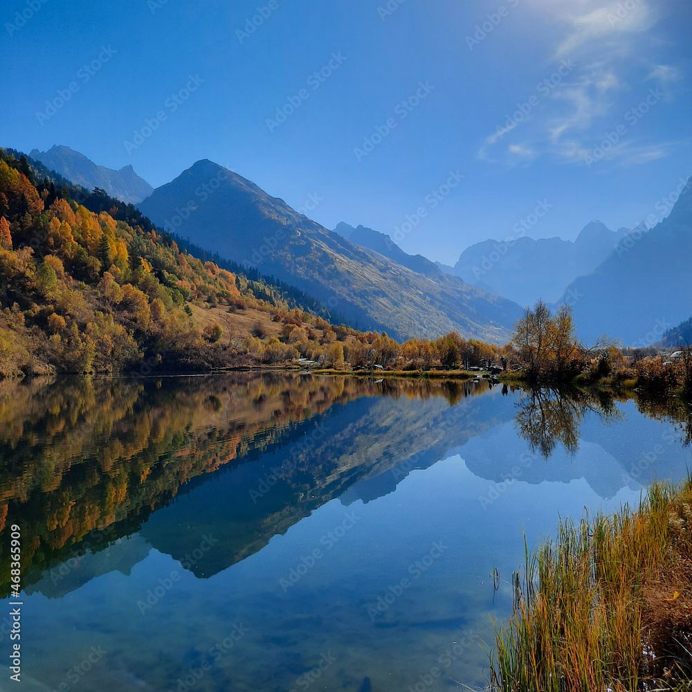 Peaceful autumn in the mountains of the Caucasus, Russia