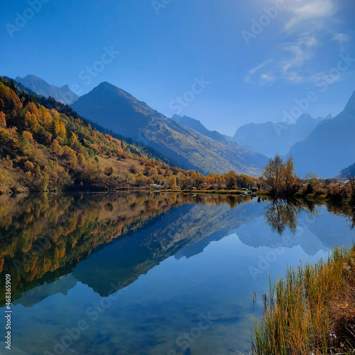 Peaceful autumn in the mountains of the Caucasus, Russia