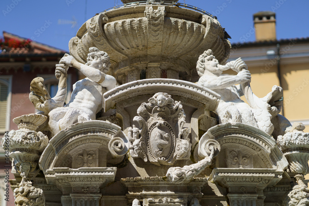 Cesena: historic fountain in the castle square