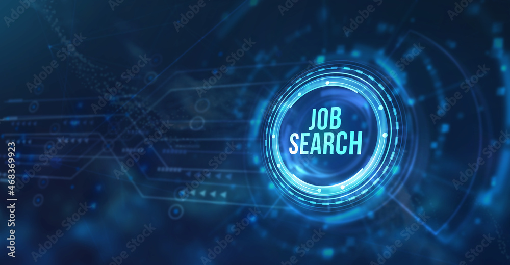 Obraz premium Internet, business, Technology and network concept.Job Search human resources recruitment career. 3d illustration.
