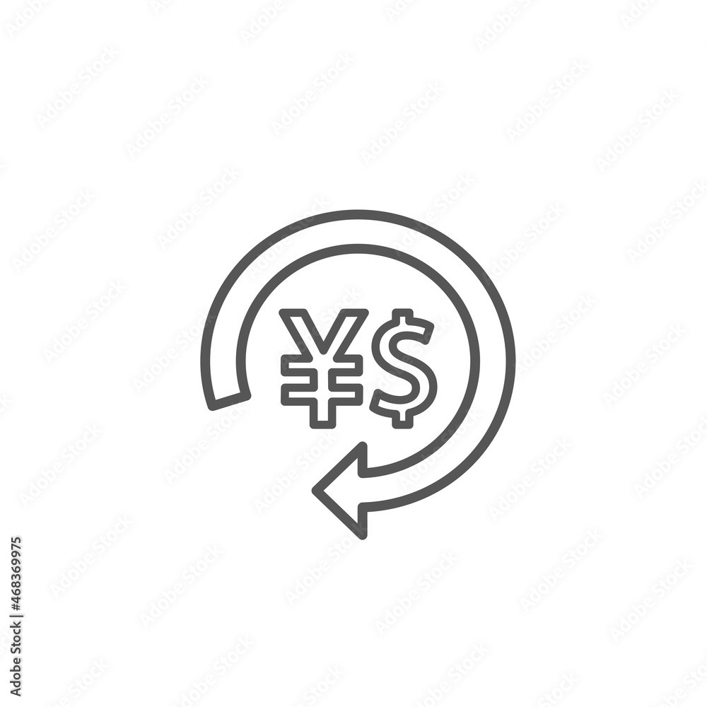 Exchange yen-dollar icon isolated on white background. Trendy exchange yen-dollar icon in flat style. Template for app, ui and logo, vector illustration, eps 10 Exchange yen-dollar icon isolated on white background. Trendy exchange yen-dollar icon in flat style. Template for app, ui and logo, vector illustration, eps 10