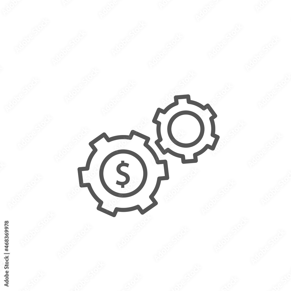 Gear dollar icon isolated on white background. Trendy gear dollar icon in flat style. Template for app, ui and logo, vector illustration, eps 10 Gear dollar icon isolated on white background. Trendy gear dollar icon in flat style. Template for app, ui and logo, vector illustration, eps 10