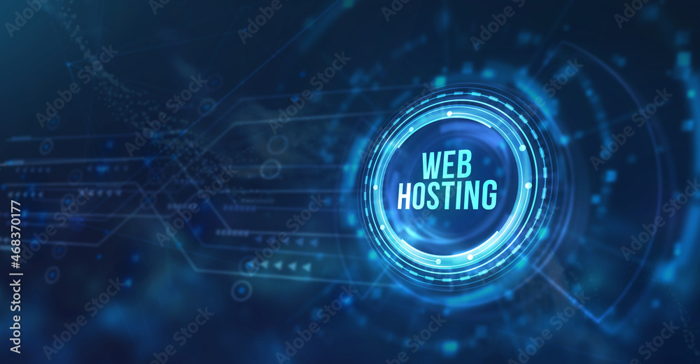 Internet, business, Technology and network concept. Web Hosting. The activity of providing storage space and access for websites. 3d illustration.