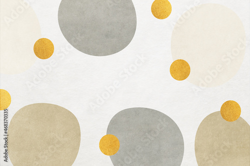 Modern patterned washi paper background. Japanese paper texture with circular pattern using gold and pale tone colors.