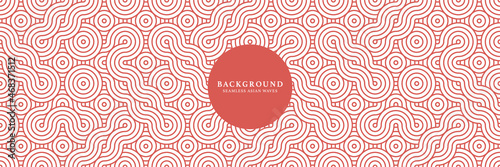 Japanese repeat ocean waves linear pattern texture background. Seamless wavy lines pattern background in asian oriental style. Geometric creative abstract white and red pattern background print.
