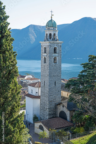 Foto Turm der Kirche San Lorenzo, Lugano, Tessin, Schweiz