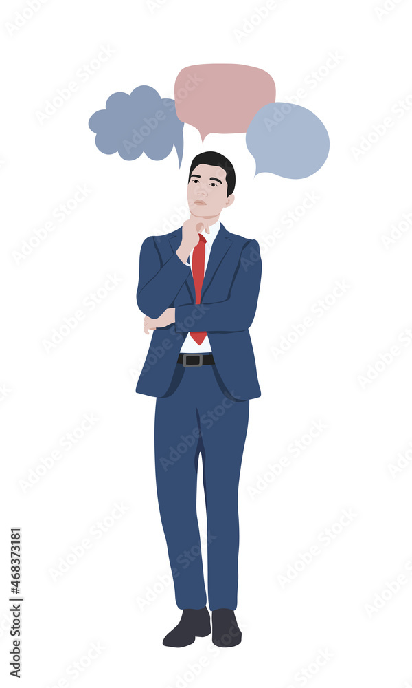 Young man thinking and blank thought/speech bubble. Vector illustration in cartoon style. Young man thinking and blank thought/speech bubble. Vector illustration in cartoon style.