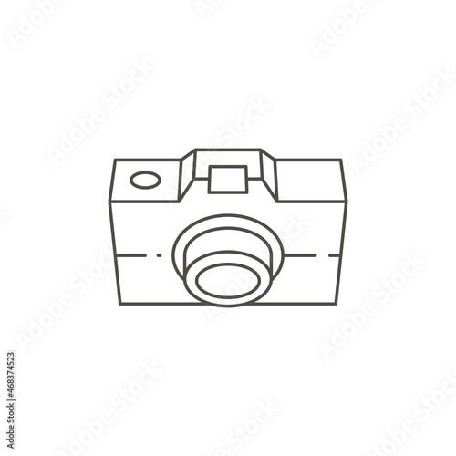 Top view isometric simple linear photo video camera electronic modern device for journalist