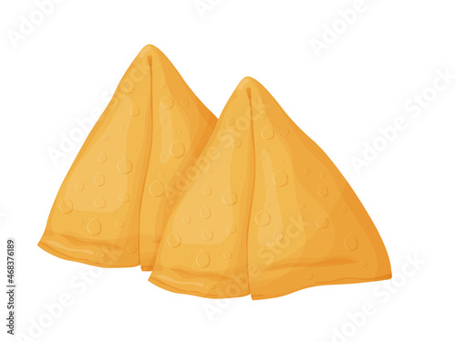 Samosa set vector illustration. Asian street food. Indian food catroon style.