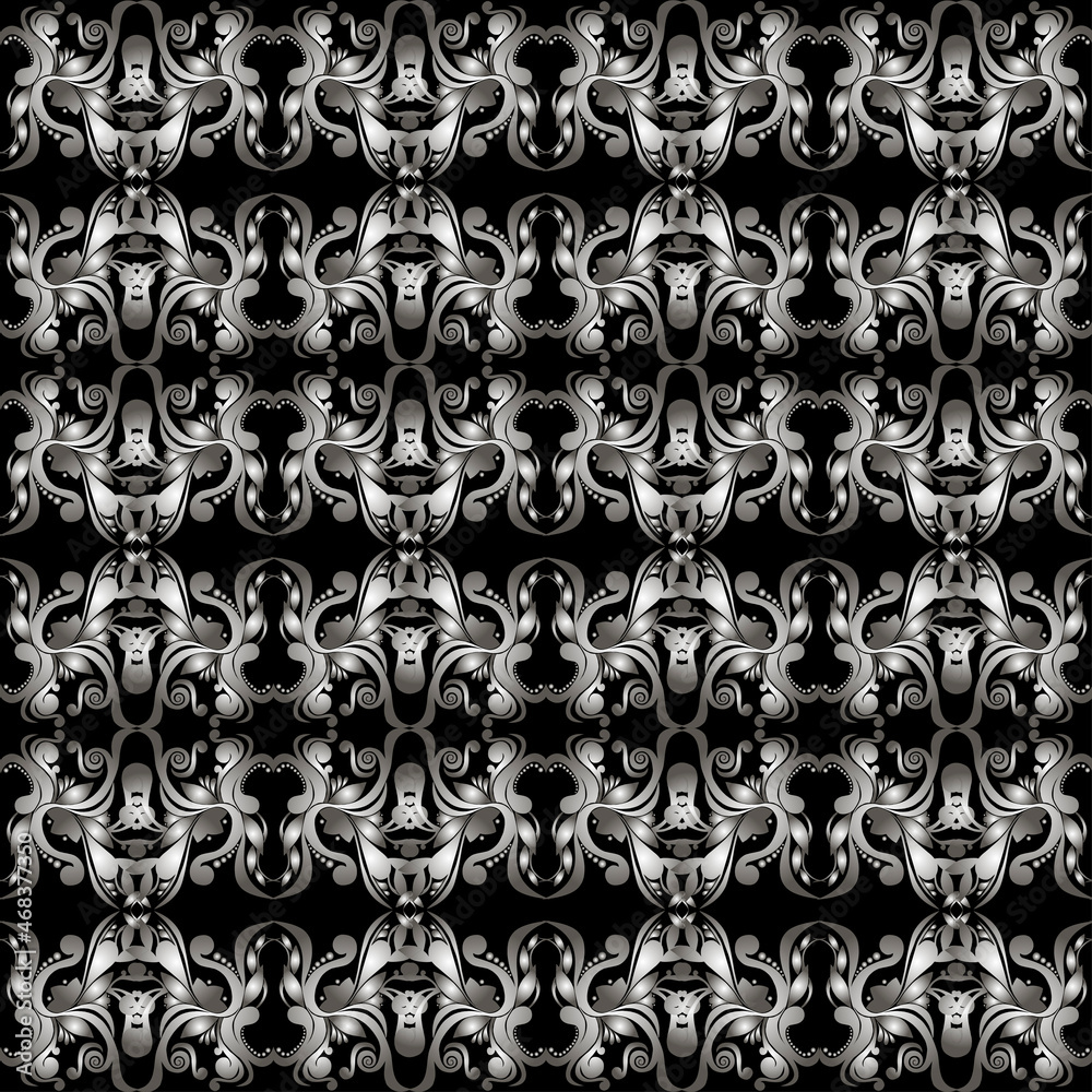 Fototapeta premium Abstract seamless black and white pattern. Vector monochrome background