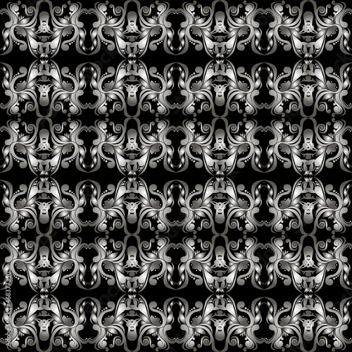 Abstract seamless black and white pattern. Vector monochrome background