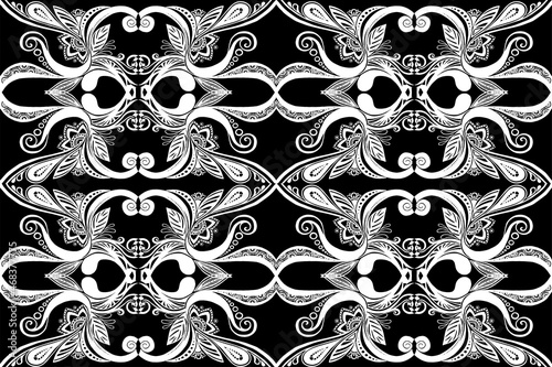 Abstract seamless black and white pattern. Vector monochrome background
