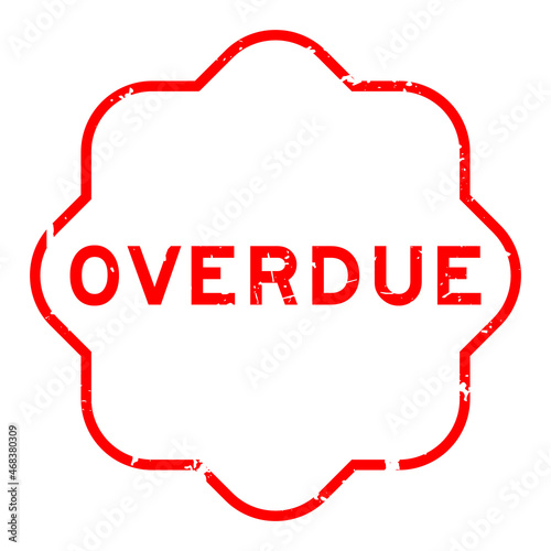 Grunge red overdue word rubber seal stamp on white background