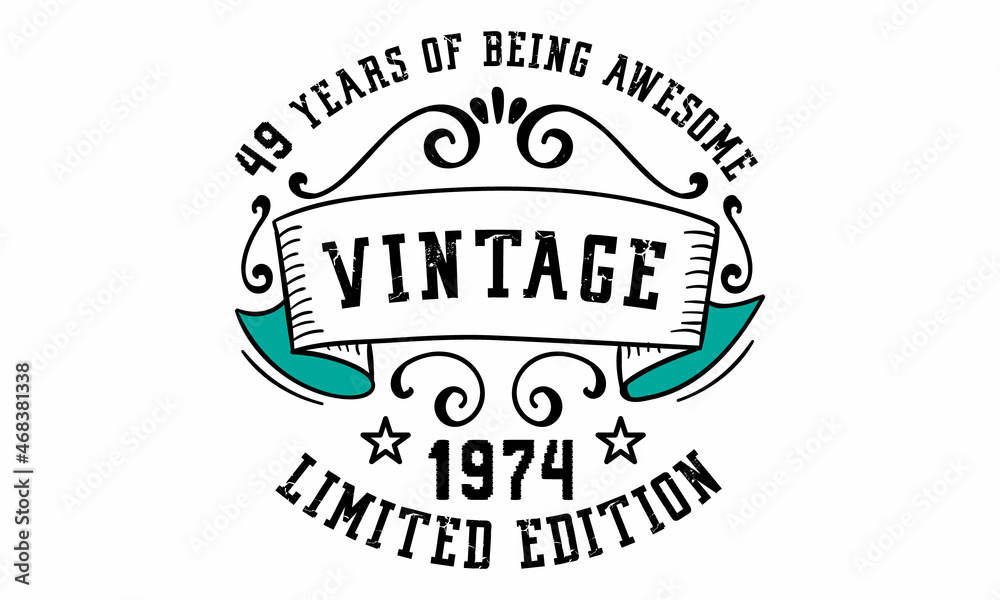 49 Years of Being Awesome Vintage Limited Edition 1974 Graphic. It's able to print on T-shirt, mug, sticker, gift card, hoodie, wallpaper, hat and much more.