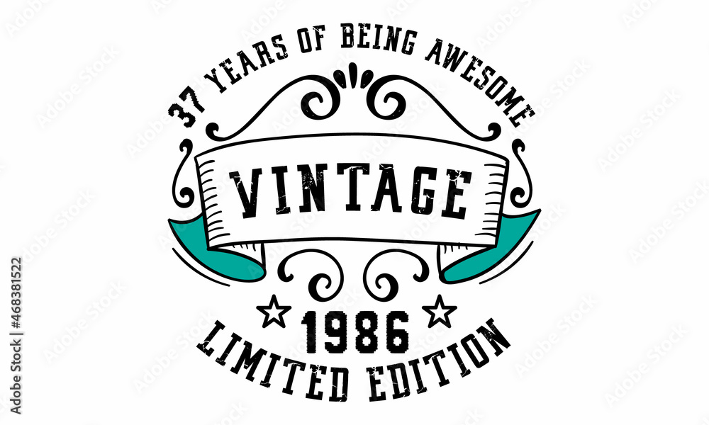 37 Years of Being Awesome Vintage Limited Edition 1986 Graphic. It's able to print on T-shirt, mug, sticker, gift card, hoodie, wallpaper, hat and much more.