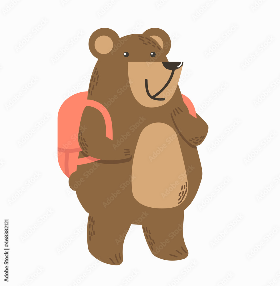 Fototapeta premium Cute bear go to school cartoon
