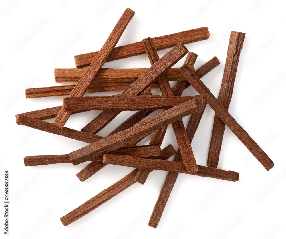 Sandalwood sticks isolated on white background, top view Sandalwood sticks isolated on white background, top view