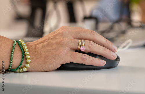 Hand with mouse. Offiece PC computer photo