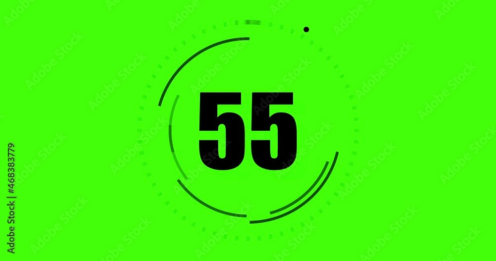 Minimal countdown timer animation from 60 to 0. Modern art design ...