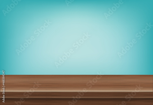 Empty wooden table side view of free space  For your copy branding. Used for display or montage products. Vintage style concept. Wood brown realistic surface isolated on white background. 3D Vector.
