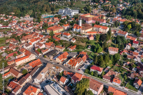 Summertime aerial view to the town of Varazdinske Toplice in Croatia
