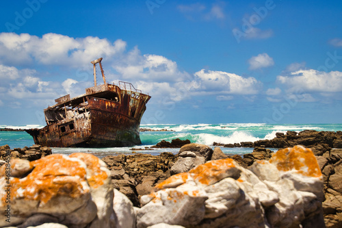 Meisho Maru shipwreck at the southern tip of South Africa near Cape Agulhas.