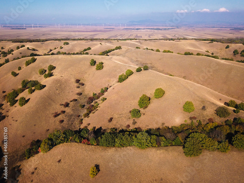 Landscape of Wind farm and Zagajicka hills in Vojvodina, Serbia