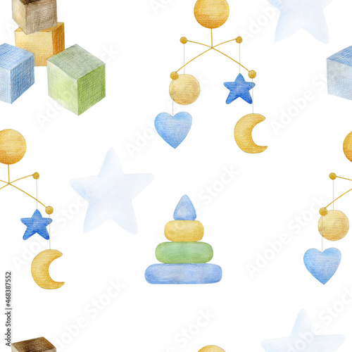 Seamless pattern with baby elements.