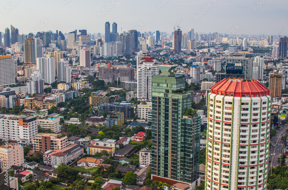 View to the cityscape, downtown and skyscraper of Bangkok Metropolis in Thailand Southeast Asia
