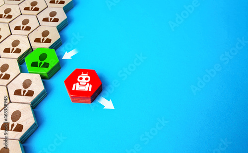 Slika na platnu Employee replaces a robot on the company's staff