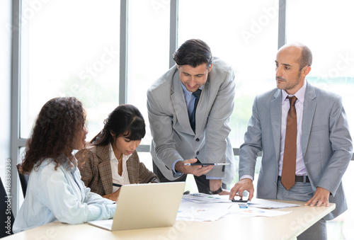 businesspeople team meeting and brainstorming works on the table in conference room