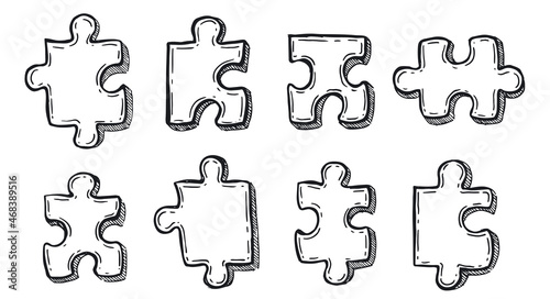 Puzzles hand drawn vector illustration.