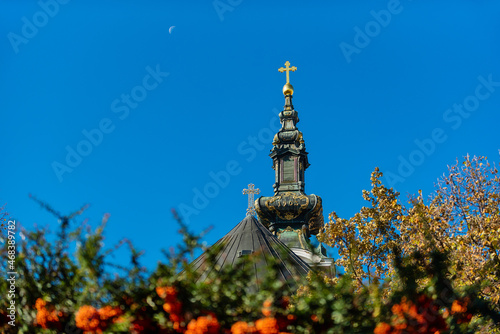 Novi Sad, Serbia - October 29, 2021: Orthodox Cathedral Church of the Holy Great-Martyr George (Serbian: Saborni hram Svetog Djordja).  photo