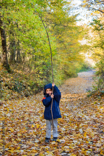 Child and nature. A beautiful boy in the forest. © nedomacki