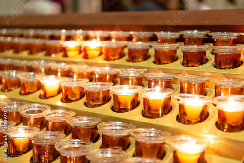 Rows of Candles Lit on Alter
