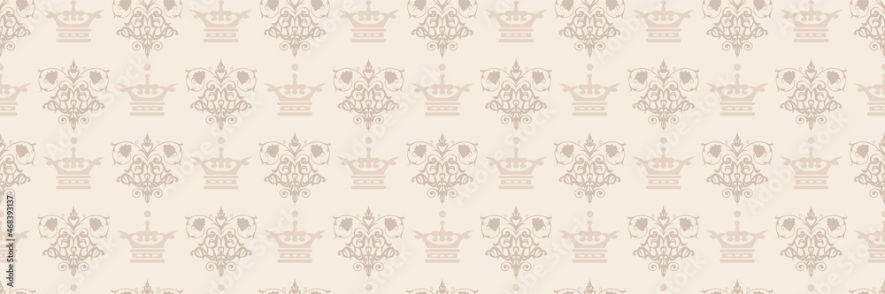 Background pattern with decorative floral ornament in vintage style on a beige background for your design. Seamless background for wallpaper, textures. Vector illustration.