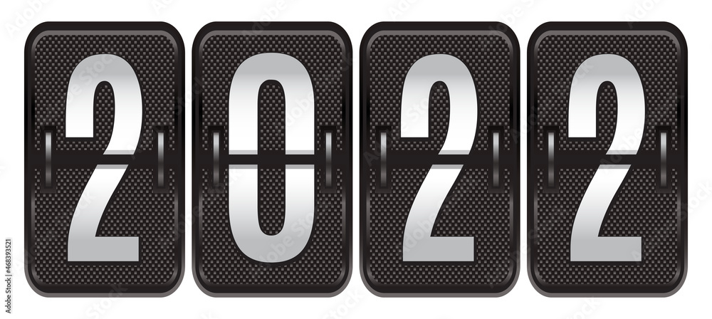 2022 lettering on stylish carbon-surfaced keys. Template, element for design 2022 lettering on stylish carbon-surfaced keys. Template, element for design