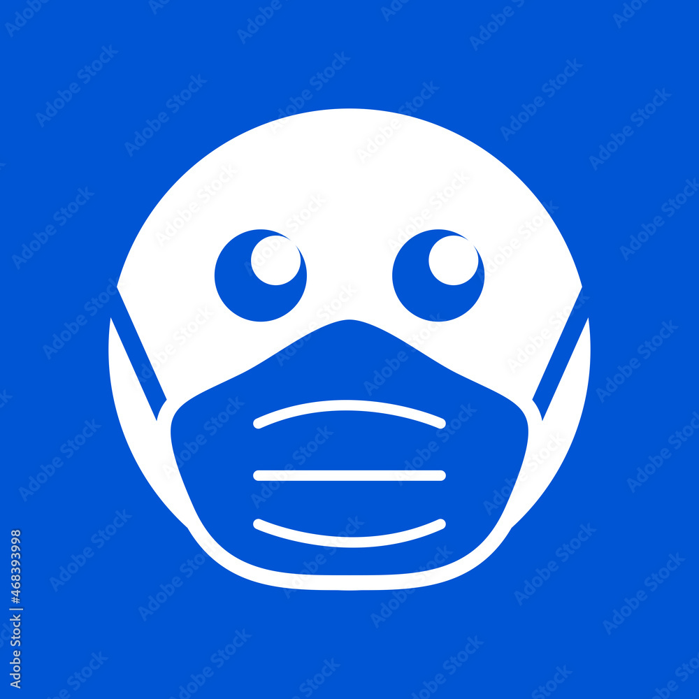 Obraz premium Wear a Mask Warning Sign Showing a Face with a Facemask Icon. Vector Image.