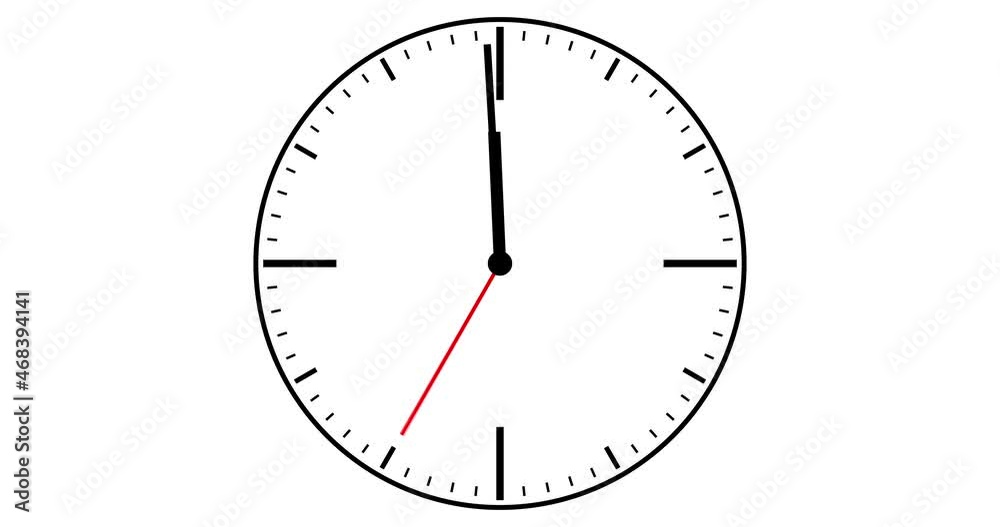 Wall Clock animation with ticking second hand, shows the last 30 seconds until 12. Animated Clock with white background and white clock face, the last 30 second to midnight. New Years Eve Clock. Wall Clock animation with ticking second hand, shows the last 30 seconds until 12. Animated Clock with white background and white clock face, the last 30 second to midnight. New Years Eve Clock.