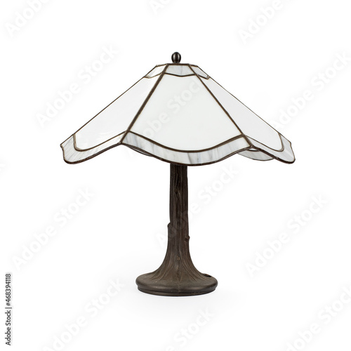 Old fashioned desk lamp on white background 