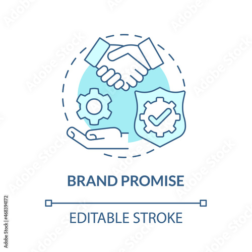 Brand promise blue concept icon. Customer satisfaction. Positive experience for clients. Brand planning abstract idea thin line illustration. Vector isolated outline color drawing. Editable stroke photo