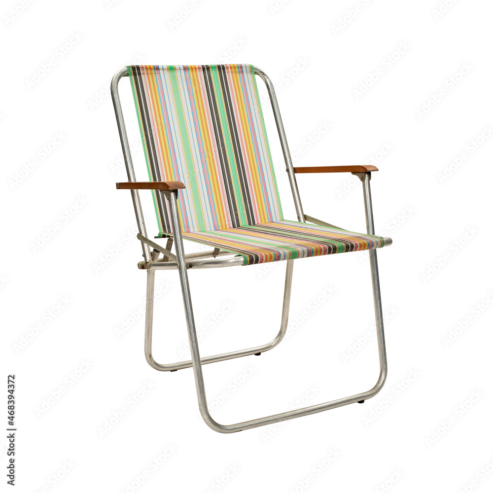 old fashioned deck chair on white background