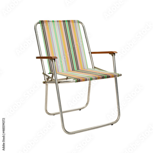 Vászonkép old fashioned deck chair on white background