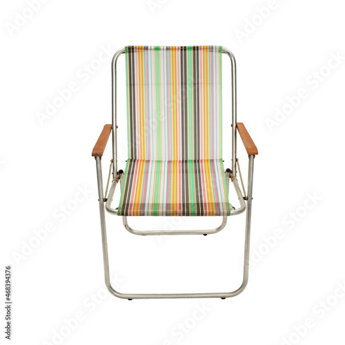 old fashioned deck chair on white background