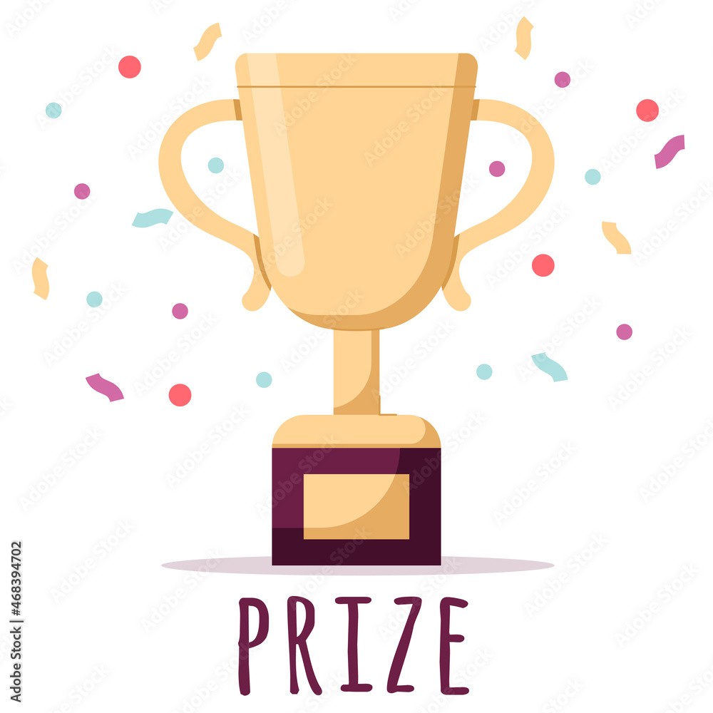 Card concept template of golden prize with sparkles and dots in a flat style, isolated on a white background. Vector illustration Card concept template of golden prize with sparkles and dots in a flat style, isolated on a white background. Vector illustration