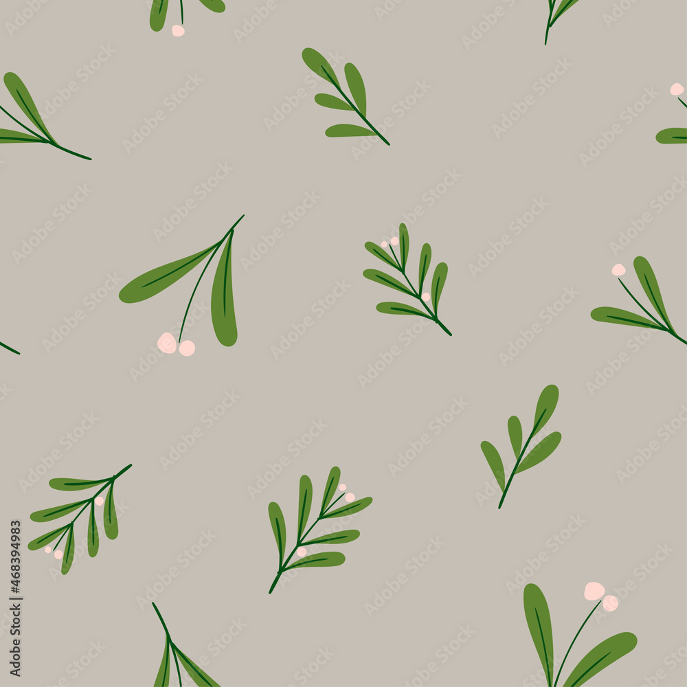 Seamless vector pattern with mistletoe branch. Christmas background. Seamless vector pattern with mistletoe branch. Christmas background.
