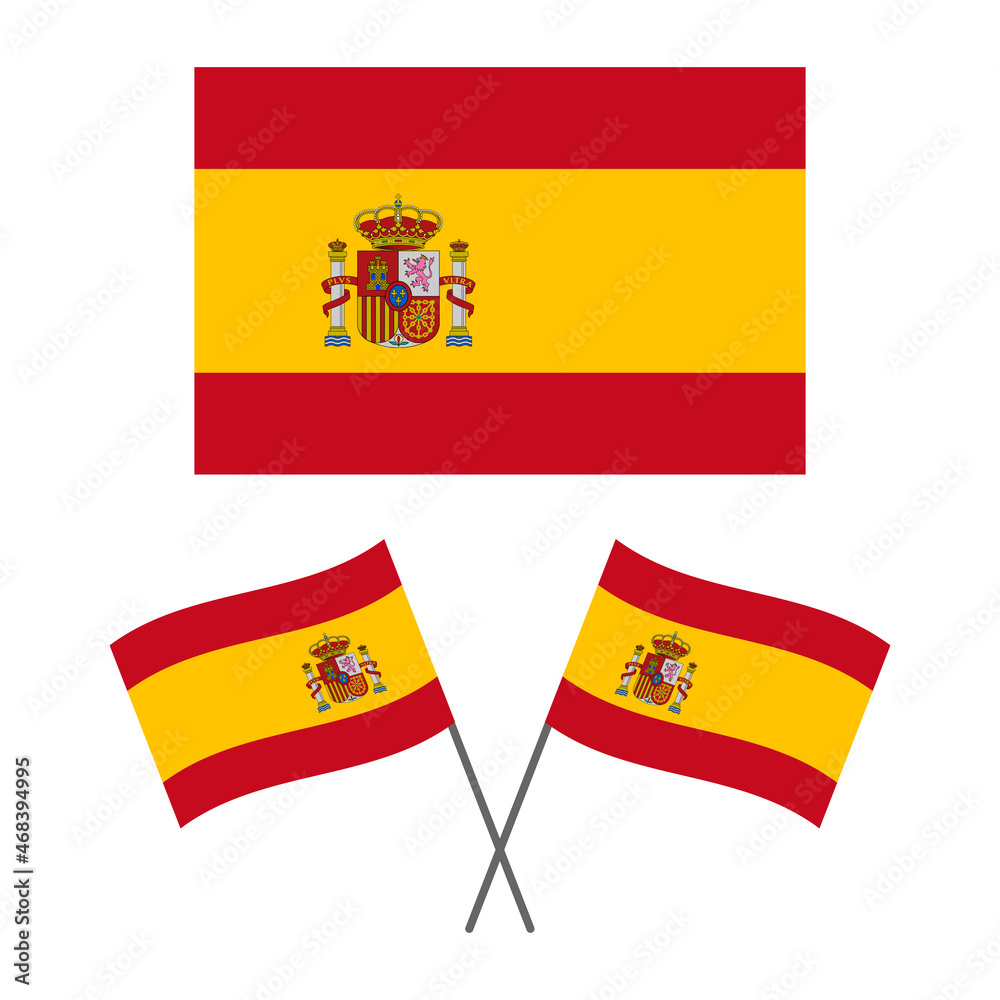 Wavy Spanish flag. Flag of Spain. España Vector stock illustration.