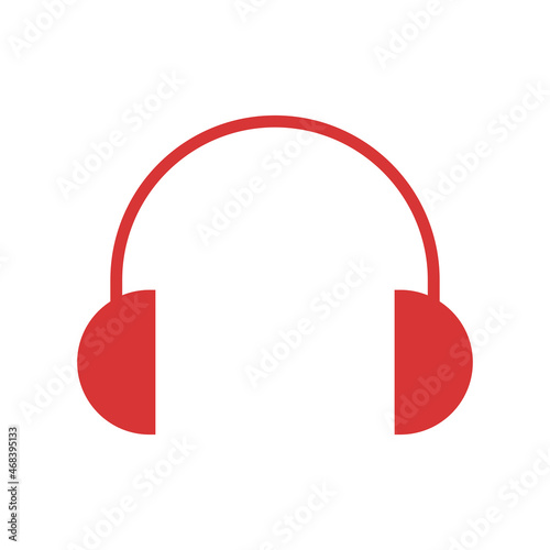 Headphones vector icon. Red symbol