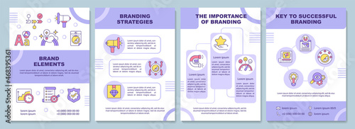 Brand elements brochure template. Key to successful strategy. Flyer, booklet, leaflet print, cover design with linear icons. Vector layouts for presentation, annual reports, advertisement pages